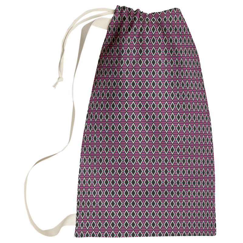 Leffel Laundry Bag with Handles, Large (76.5" H x 29.5" W x 1.5" D), Pink/Black