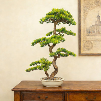 Bonsaï artificiel 35 "avec feuilles luxuriantes et fausses plantes vertes en pot décoratif