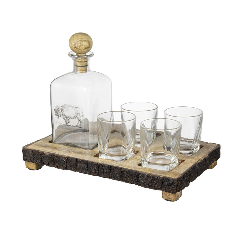 Ensemble de bar S / 6 avec support en bois de manguier Alaine
