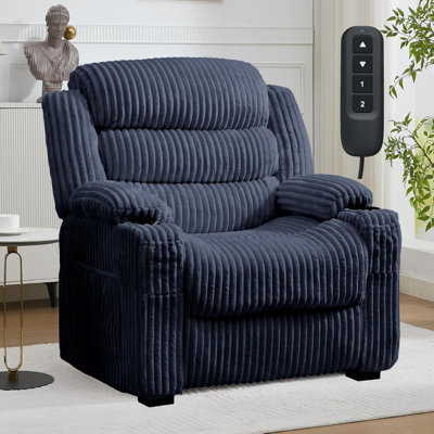 Fauteuil inclinable électrique surdimensionné avec siège de 26 po de large, télécommande mémoire, port USB, porte-gobelet et poches latérales pour le salon