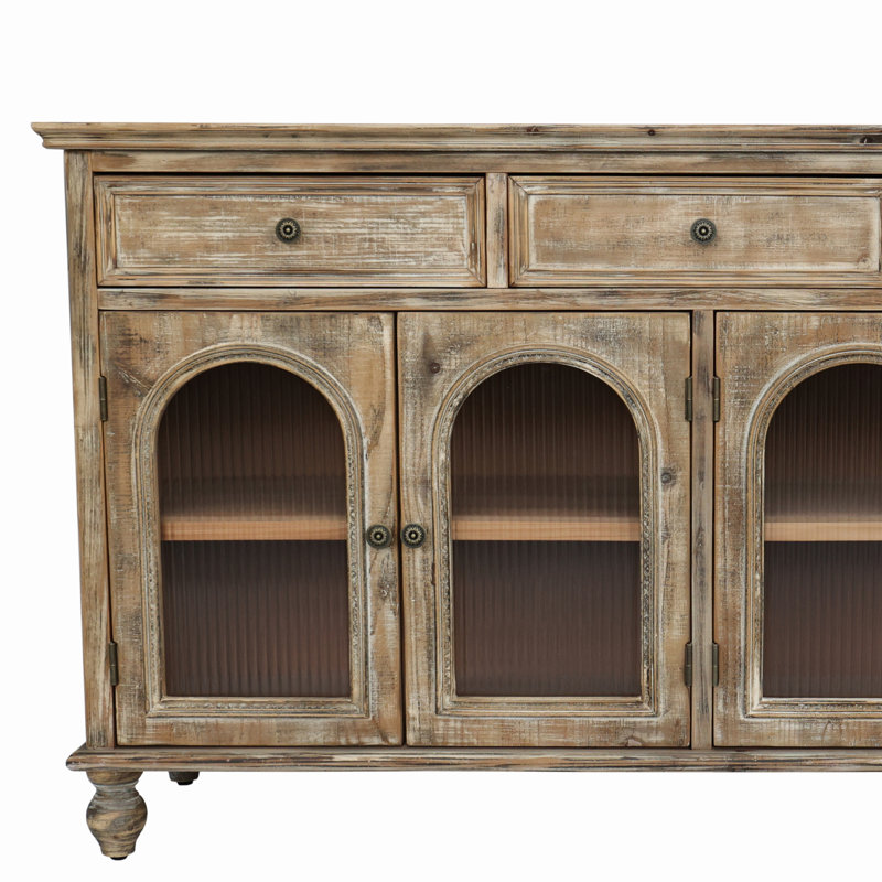 Buffet moderne de 60 po, armoire de rangement avec pieds en bois massif, tablettes pour la cuisine, la salle à manger et le salon