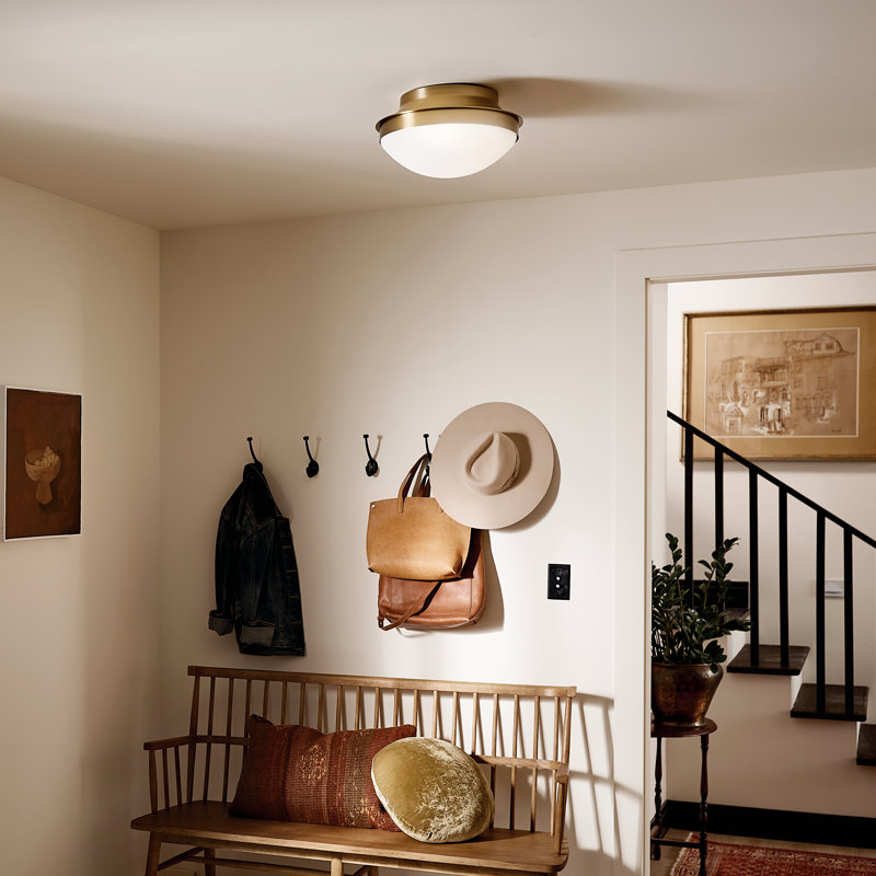 Glass Flush Mount, Brushed Natural Brass