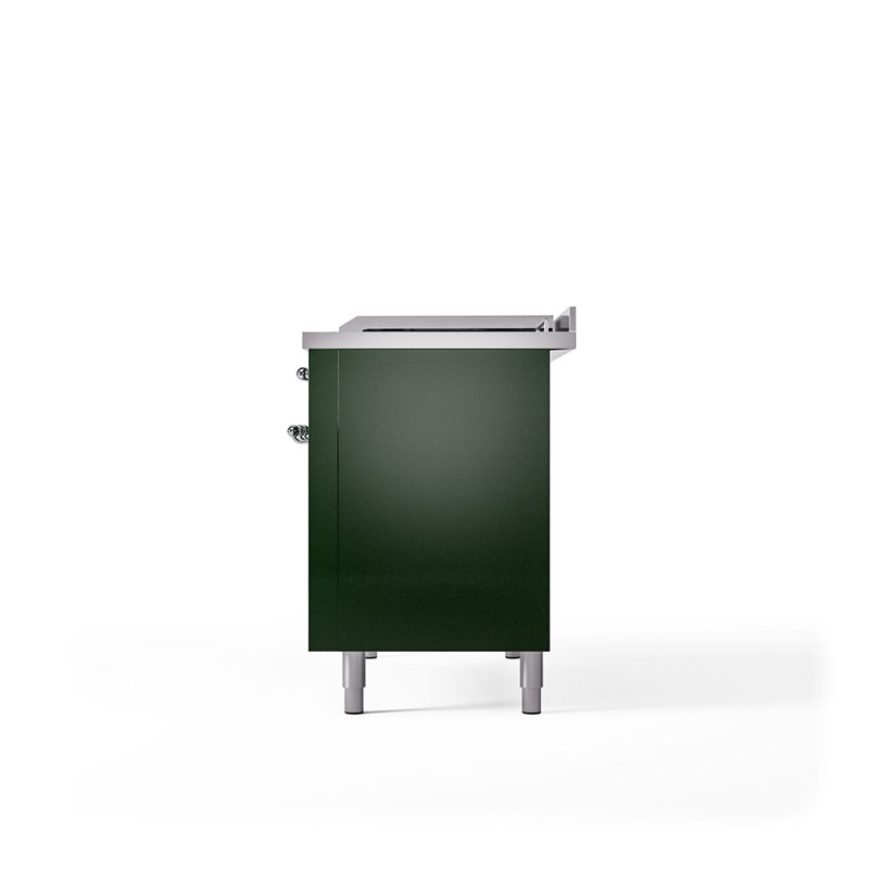 ILVE Nostalgie II 48 in Dual Fuel Range, 5 Burner, Griddle, Frenchtop, Emerald Green/Chrome, Natural Gas