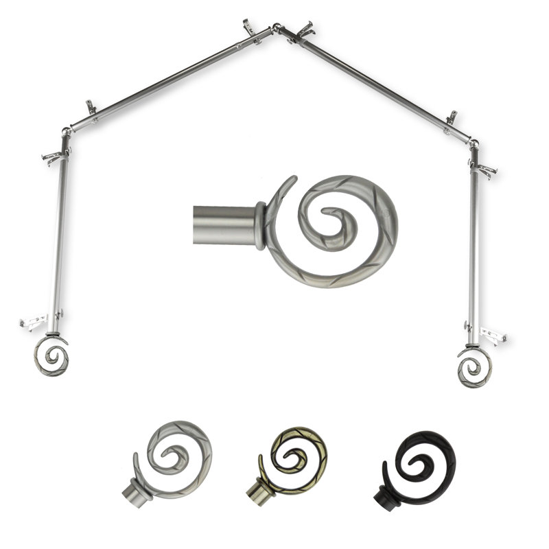 Tringle à rideaux simple pour baie vitrée réglable de 28 à 48 po Heasley, Nickel satiné, 18 po à 28 po (chaque côté)
