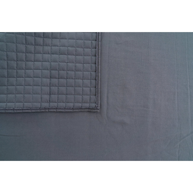  Grid Quilted Microfiber Bed Skirt with 14" Drop, Twin, Charcoal