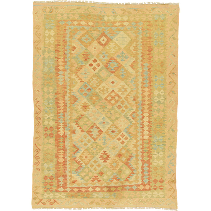Tapis en laine rouge/beige 4 pi 9 po x 6 pi 7 po one-of-kind main-noué la new age Elland