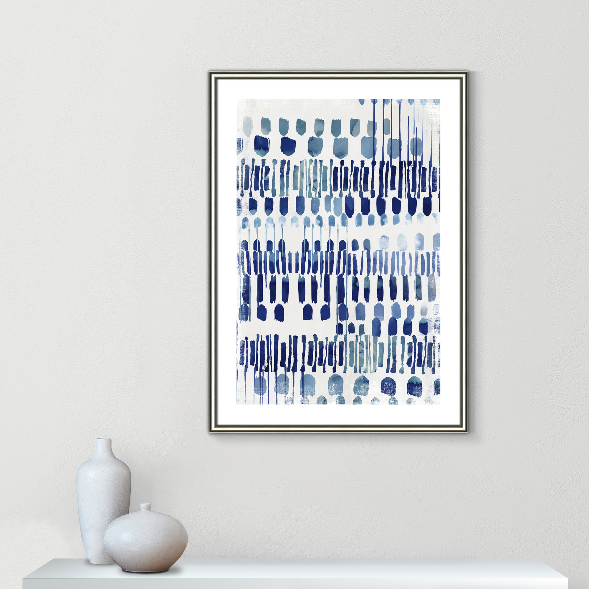 Continuously I - Painting Print, 35.5" H x 25.5" W x 0.875" D, Silver Framed Paper, White
