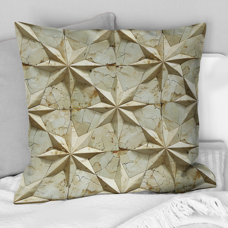 Coussin décoratif moderne beige crème Modern Star IV, H 16 po x l 16 po