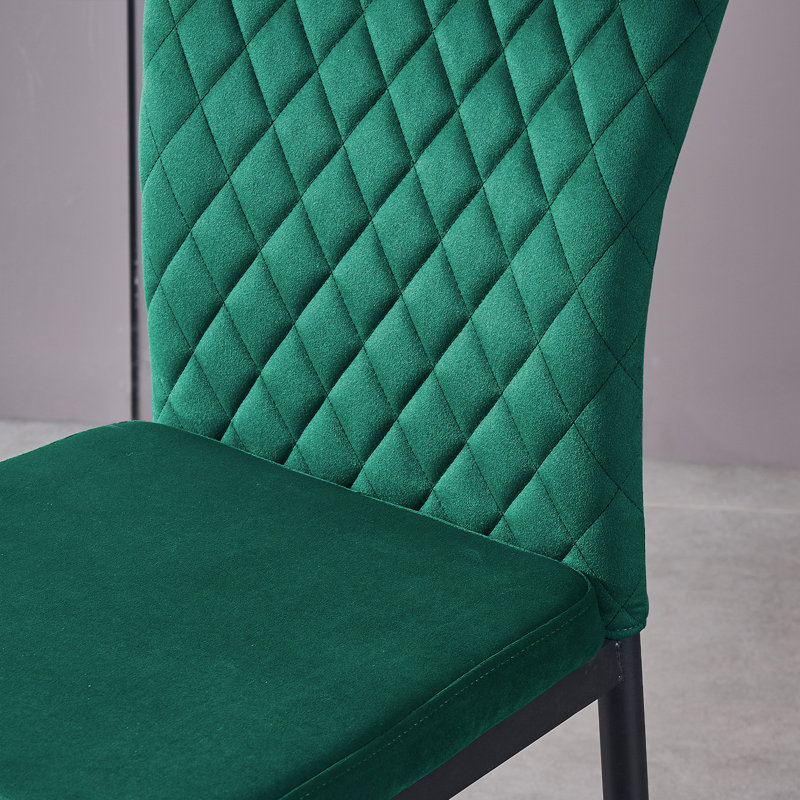 Velvet Upholstered Dining Chair Set High Back, Green