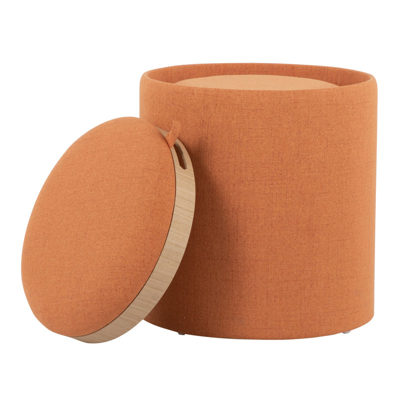 Repose-pieds rond avec rangement 15,5 po Alvena, Orange