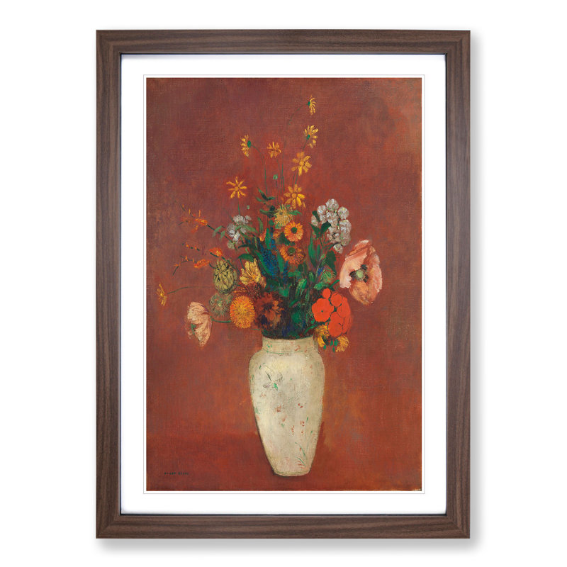 Vase of Flowers Vol.6 by Odilon Redon - Picture Frame Painting, 48cm H x 36cm W x 2cm D, Walnut Framed