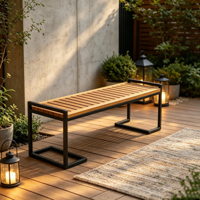 BANC EN BOIS ET MÉTAL