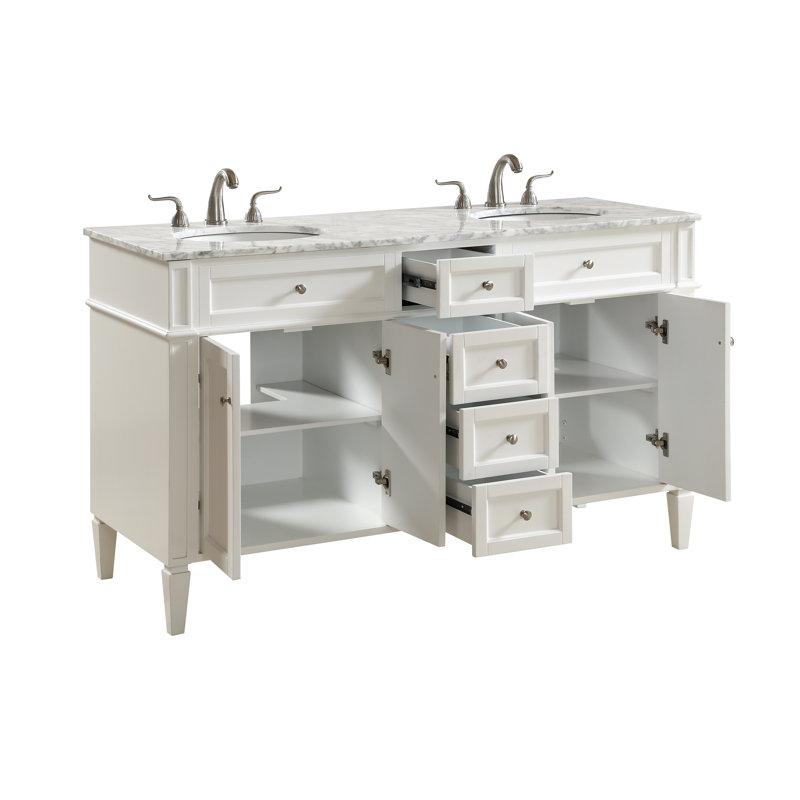 Ensemble de meuble-lavabo double 60 "Rivers, Blanc