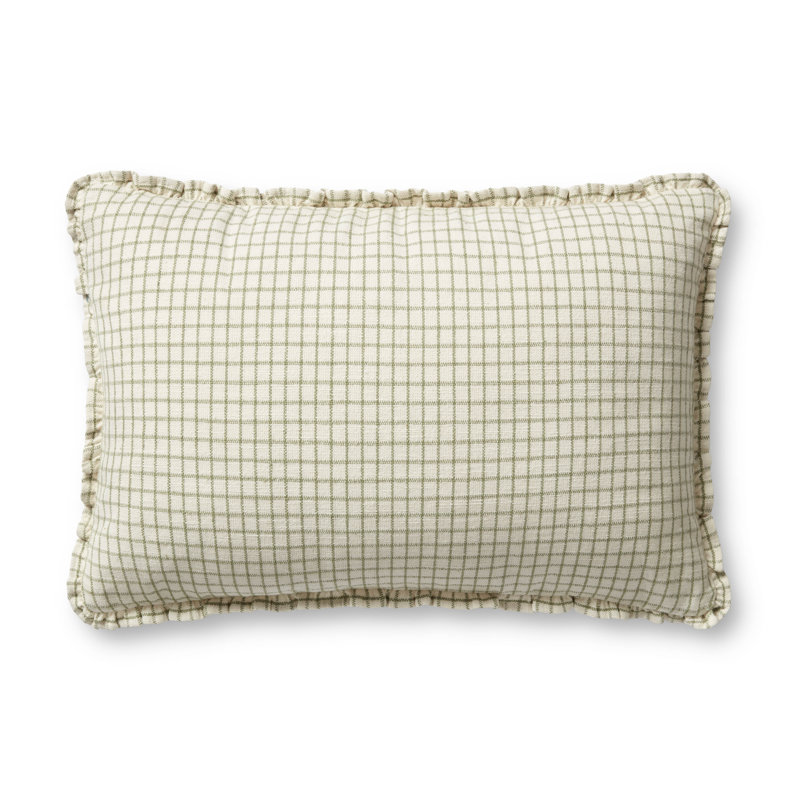 Dinah Ivory and Moss Cotton Blend 16'' x 26'' Throw Pillow