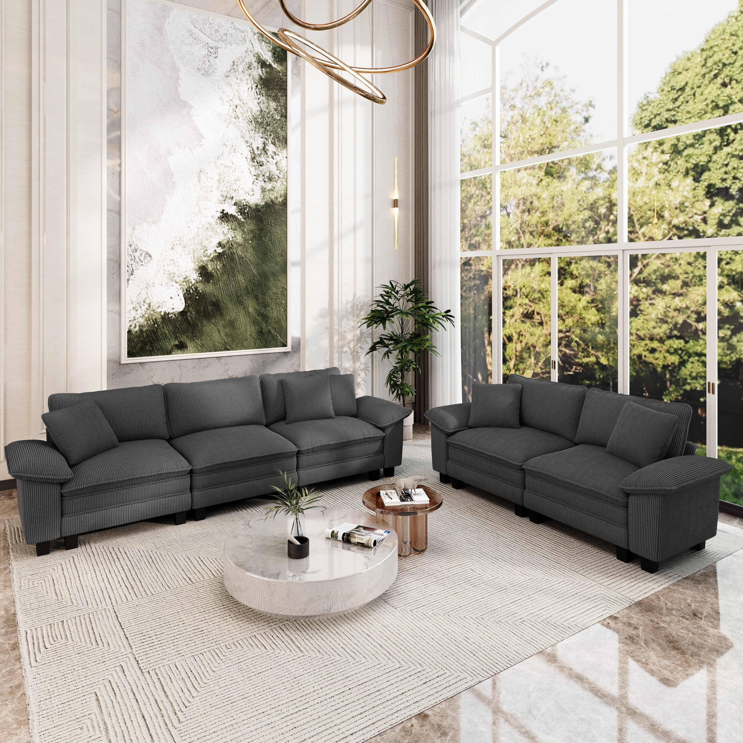 Latitude Run® 2-piece Upholstered Modular Sectional Sofa Sets ...