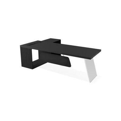 Black Rectangular Solid Wood+Acrylic+Iron Executive desk