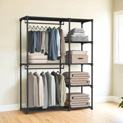 Armoire portative, Organisateur de placard autoportant avec tablettes, Tringles de suspension, Pour vestiaire, Chambre à coucher