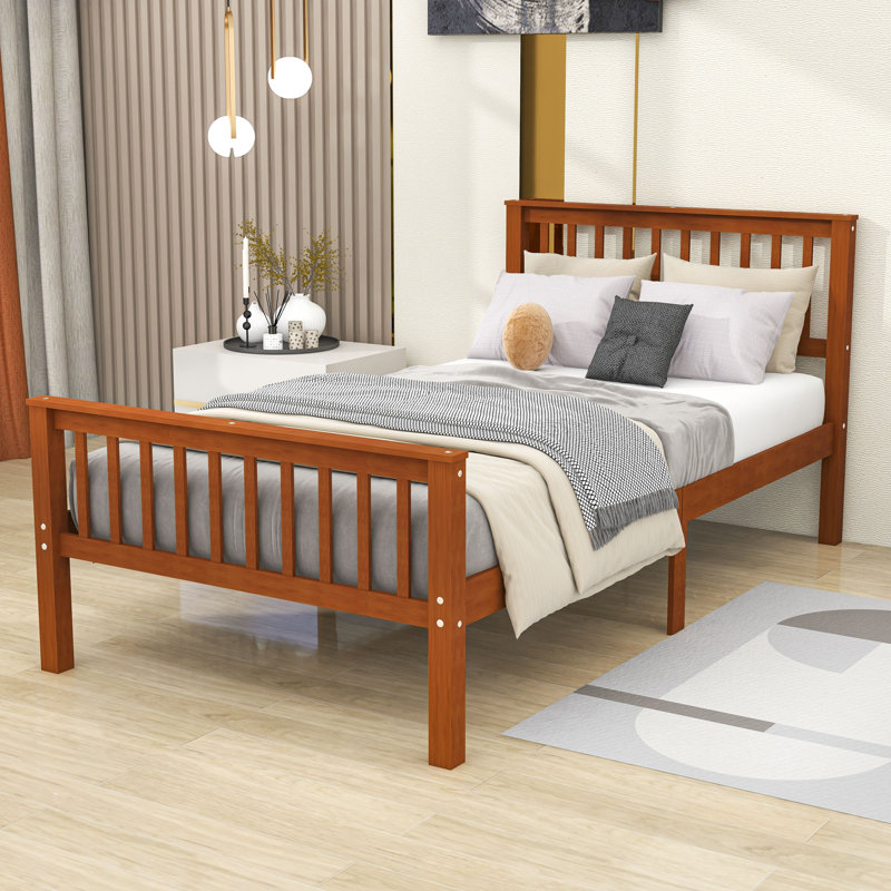 Lit plateforme simple avec tête de lit, Chêne