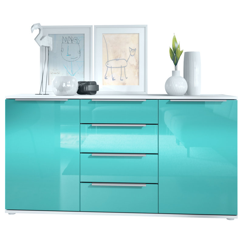 Adriannah Sideboard, High-Gloss Petrol