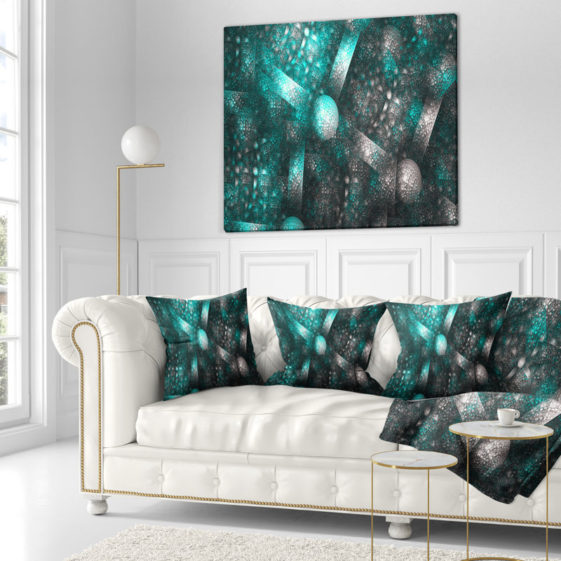 Crystal Steel Steel Texture - coussin abstrait imprimé, Bleu, 16 po x 1 po, Coussin décoratif