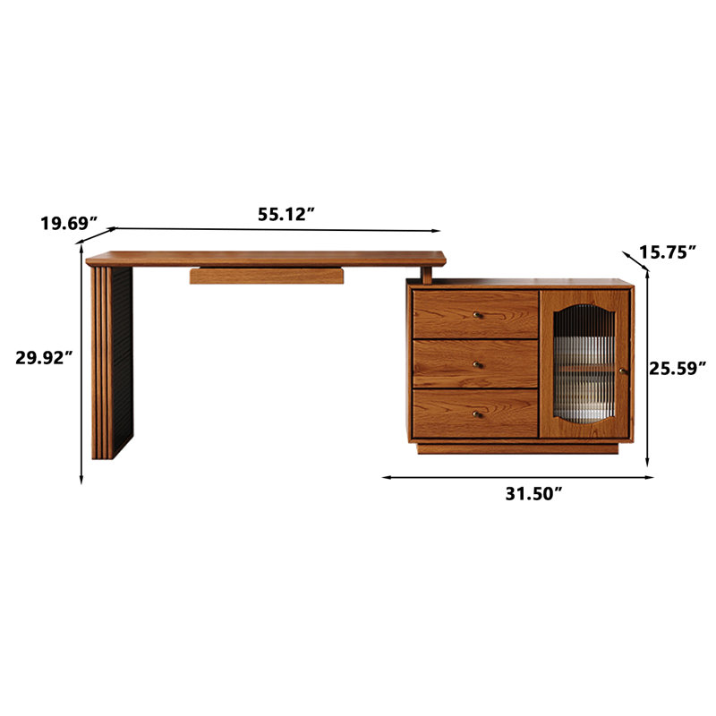 Bureau d'écriture en L 55,12 po, 29.53" H x 82.68" W x 19.69" D