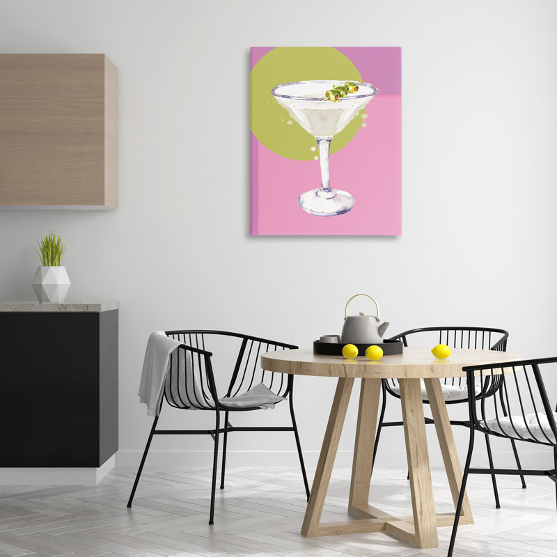 "Olive Martini Cocktail", art mural par Susan Jill, H 40 po x l 30 po