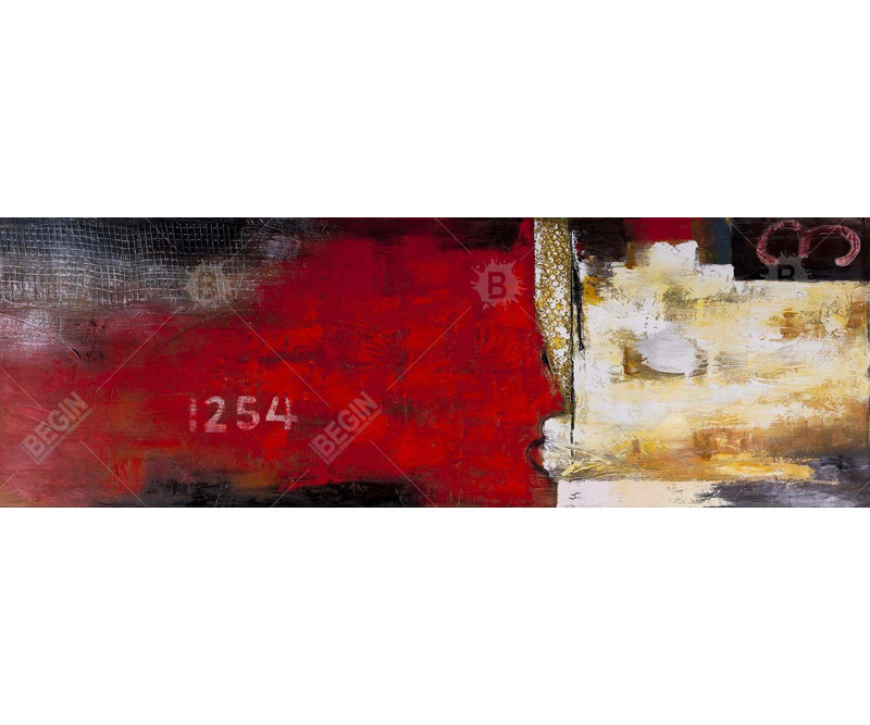 Art industriel abstrait avec chiffres - reproduction encadrée noire, Doré