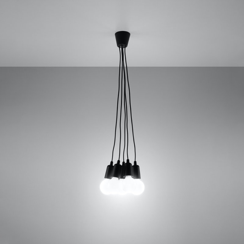 Borofsky - Light White Pendant, 5 Lights, Black
