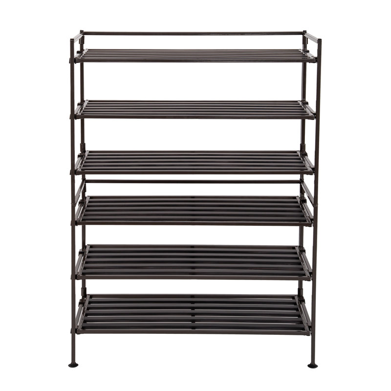 Espresso Stackable Metal 3-Tier Shoe Rack, 2-Pack