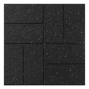 Tierra Verde 16" x 16" Brick Rubber Paver, Outdoor Floor Tiles, Black, 4 Pack (Set of 4)
