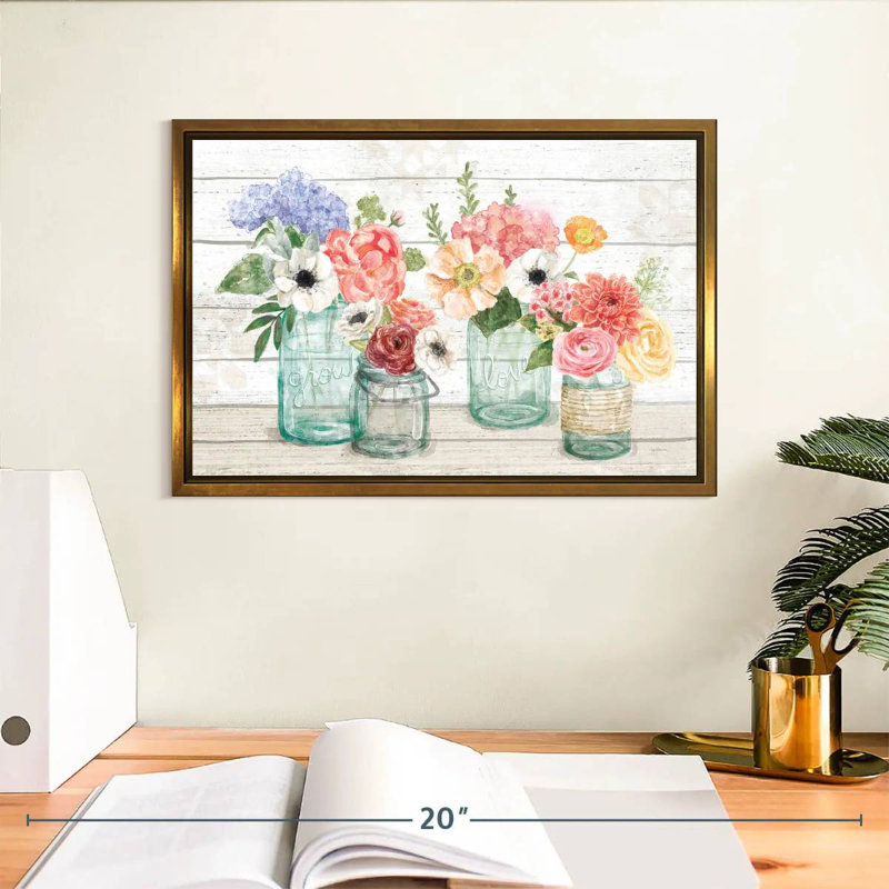 Marché aux fleurs pastel III, Cadre flottant doré, 13 po x 9 po