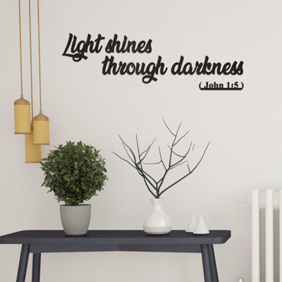 Light Shines Through Darkness Metal Wall Art, John 1:5, Bible Verse Sign, Christian Home Decor, Scripture Wall Art, Inspirational Gift