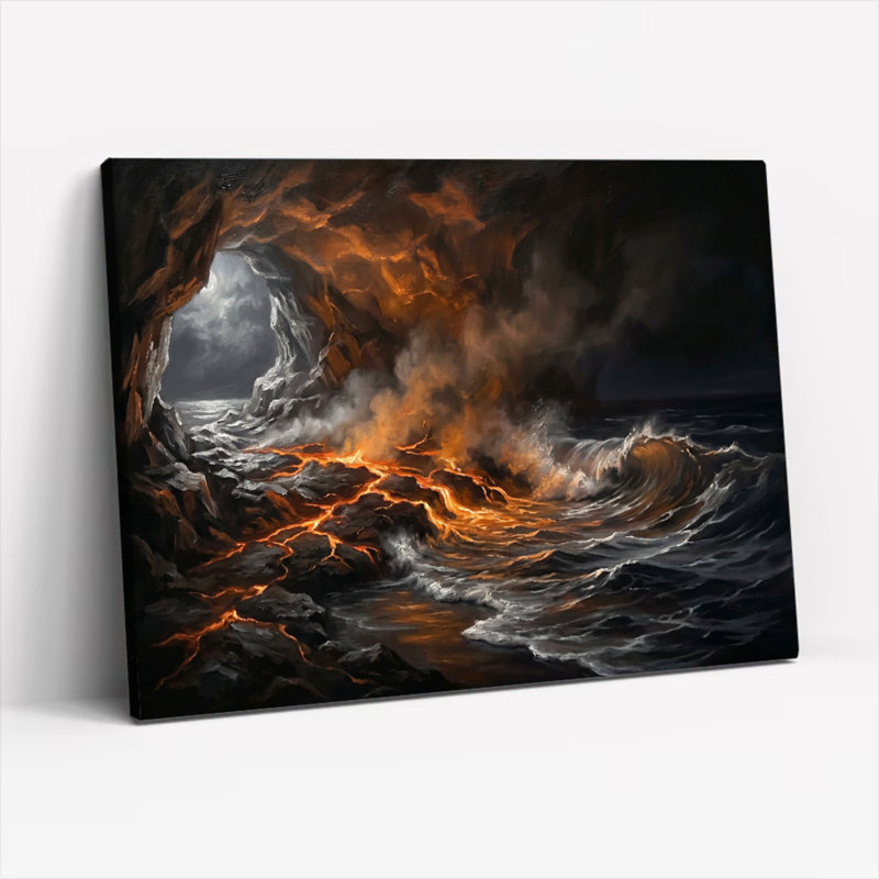 Ensemble de 1 tableau sur toile « Vagues de lave », H 12 po x l 18 po, Toile tendue