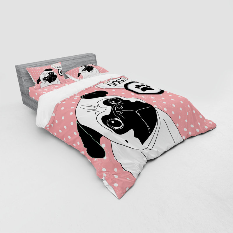 Ensemble de housse de couette carlin, Housse de couette grand + 3 pièces supplémentair