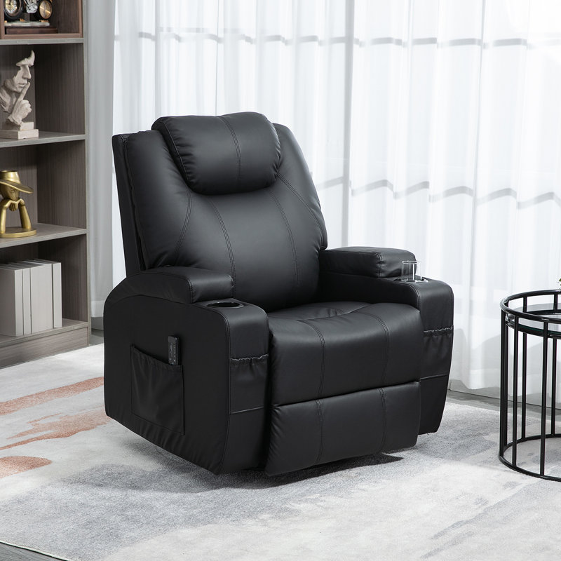 Fauteuil de massage en faux cuir, Similicuir noir