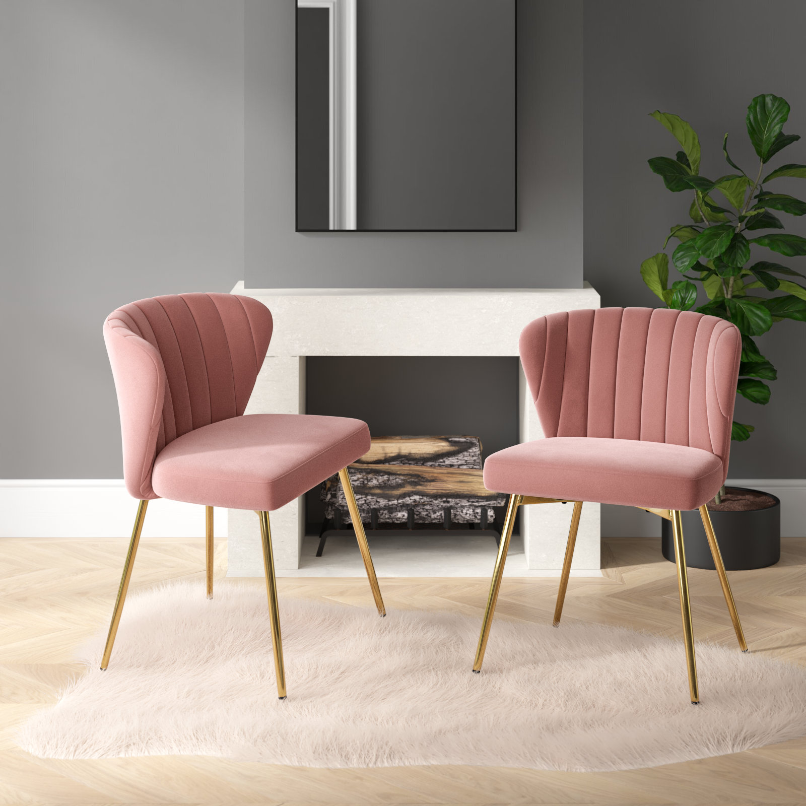 Etta Avenue™ Euclid Modern Tufted Velvet Wingback Dining Chair