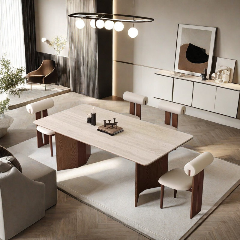 Table et chaise de salle à manger simple Simple Home, Brun, H 29,5 po x L 70,8 po x l 35,4 po