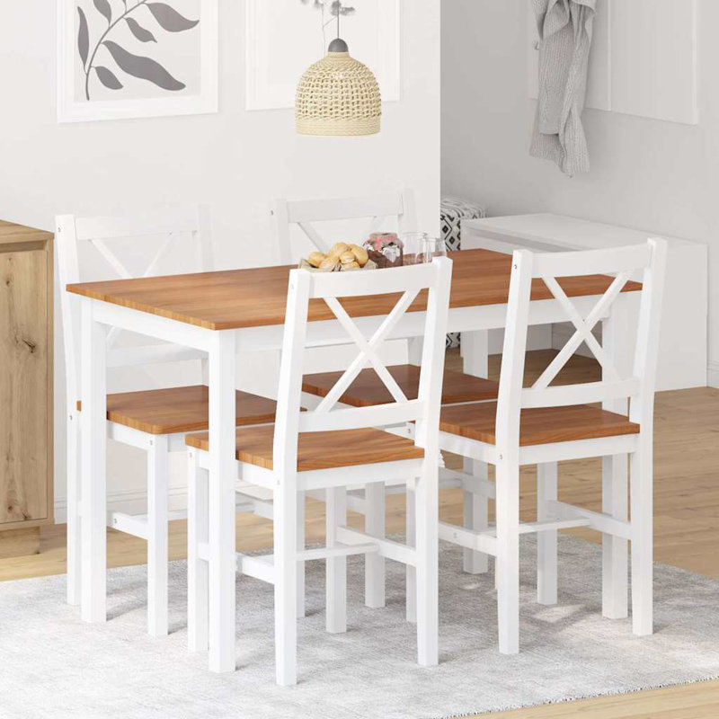 Belz vidaXL Dining Table and Chair Kitchen Dining Set Dinner Table Chair 5 Piece, Brown/Brown