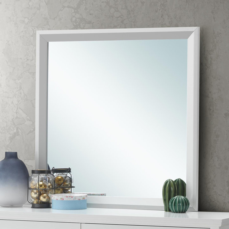 Riverside Solid And Engineered Wood Rectangle Wall Mirror, White