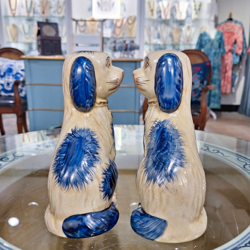 Staffordshire Dogs Blue Pair