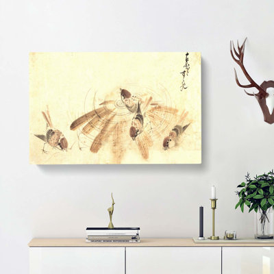 Sparrow Sketch by Katsushika Hokusai - Wrapped Canvas Drawing - Wrapped Canvas