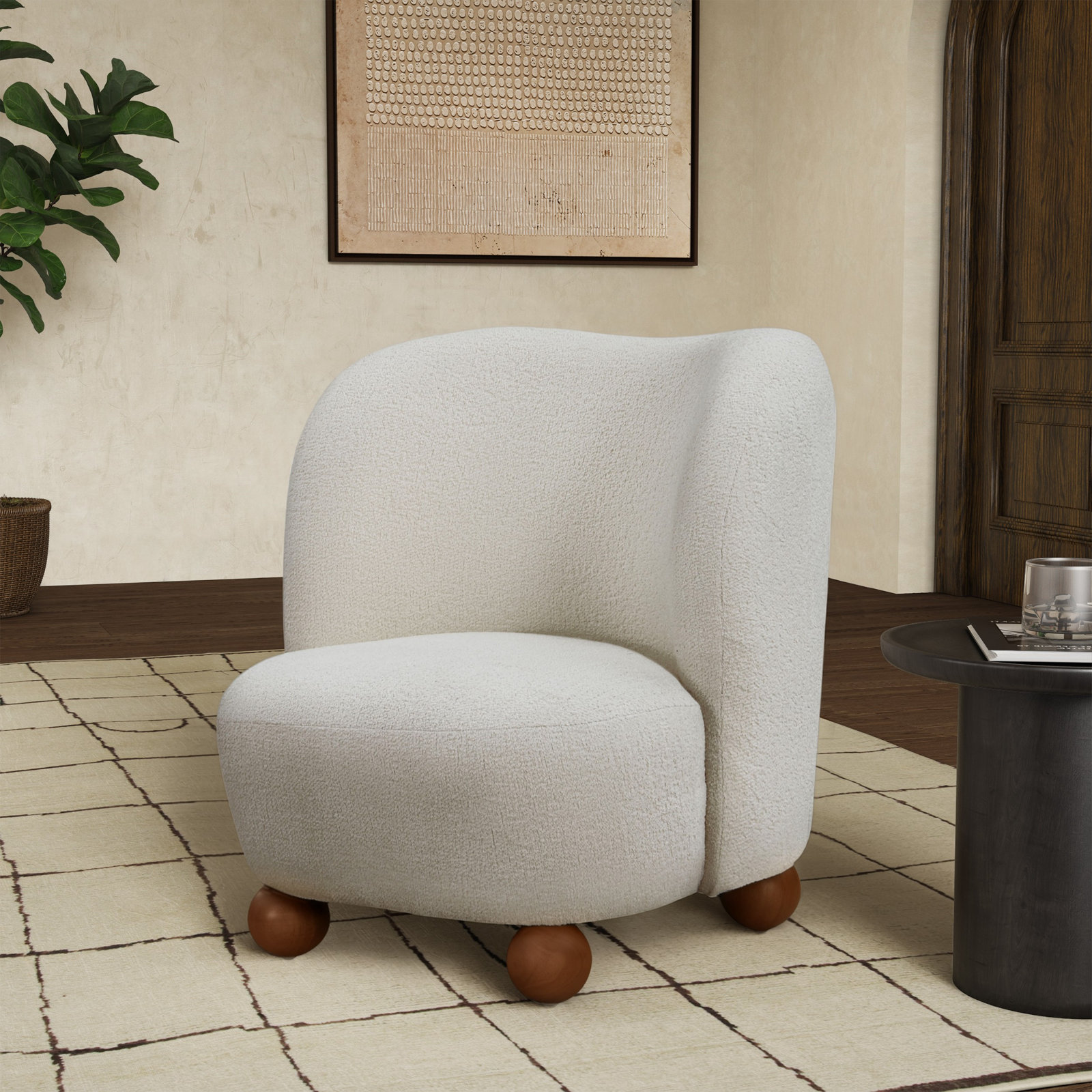 Boucle Slipper Chair, Ivory Boucle