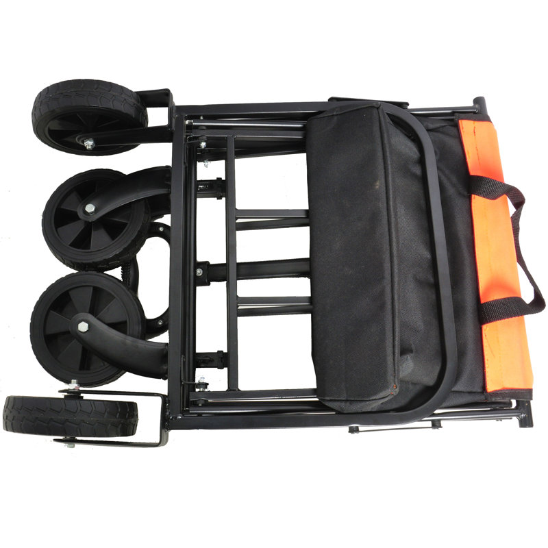 Mini chariot de plage pliable de jardinage de chariot (noir + jaune)