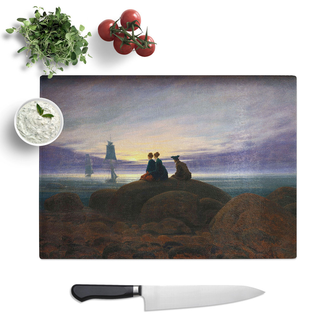 Moonrise over the Sea by Caspar David Friedrich Chopping Board