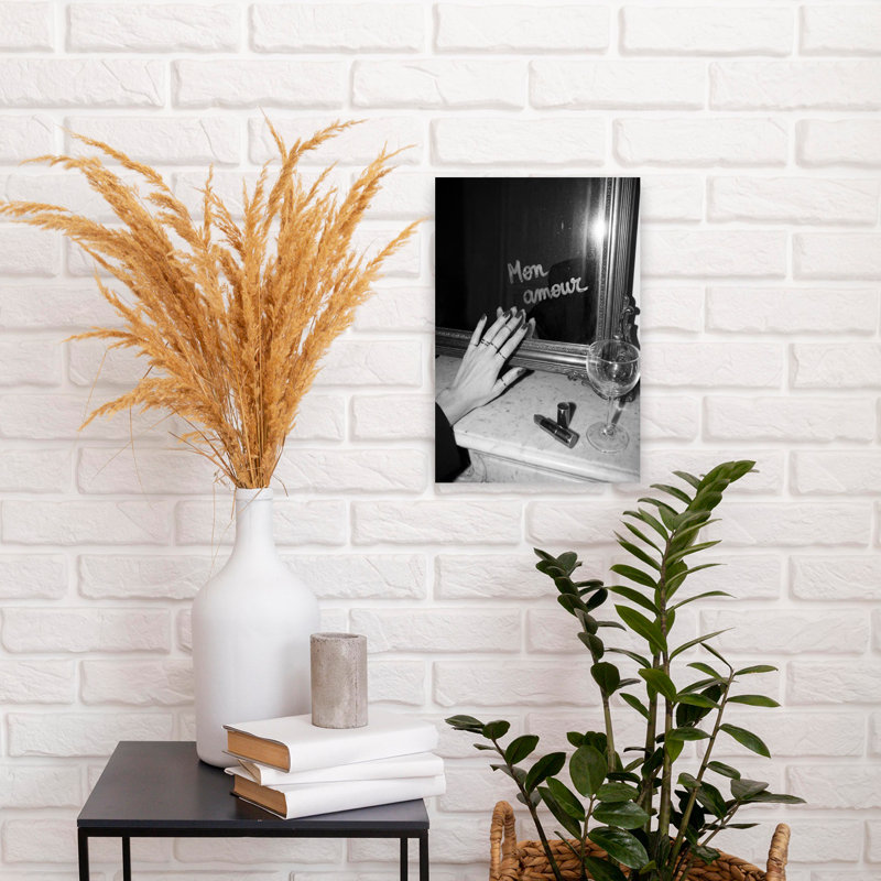 «Mon Amour», art mural rétro rétro, Blanc, H 18 po x l 12 po
