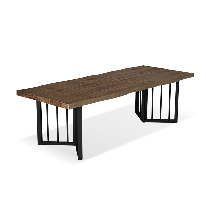 Nut-Brown Rectangular Solid Wood Dining Table, 29.53"H x 86.61"L x 35.43"W