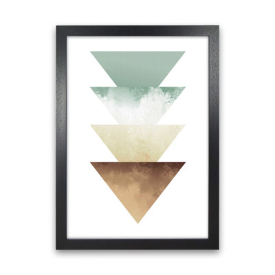 Green And Beige Watercolour Triangles Abstract by Pixy Paper - Print