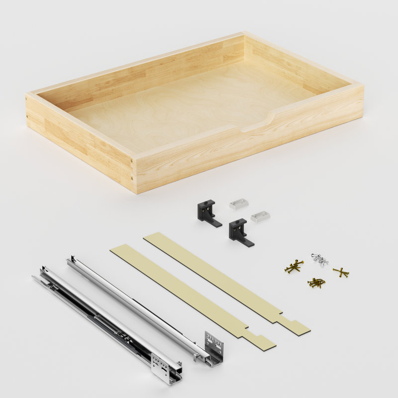 Tiroir à fermeture en douceur pour armoires de cuisine et garde-manger Rashun, H 4 po x l 31,5 po x P 20,98 po