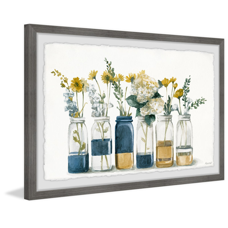 Two Tone Bottles - Single Picture Frame Painting, 12" H x 18" W