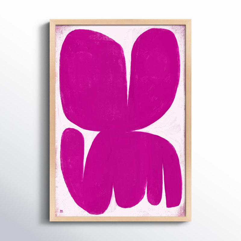 Magenta Moth Print by StudioM, 20" H x 14" W x 1.25" D, Maple